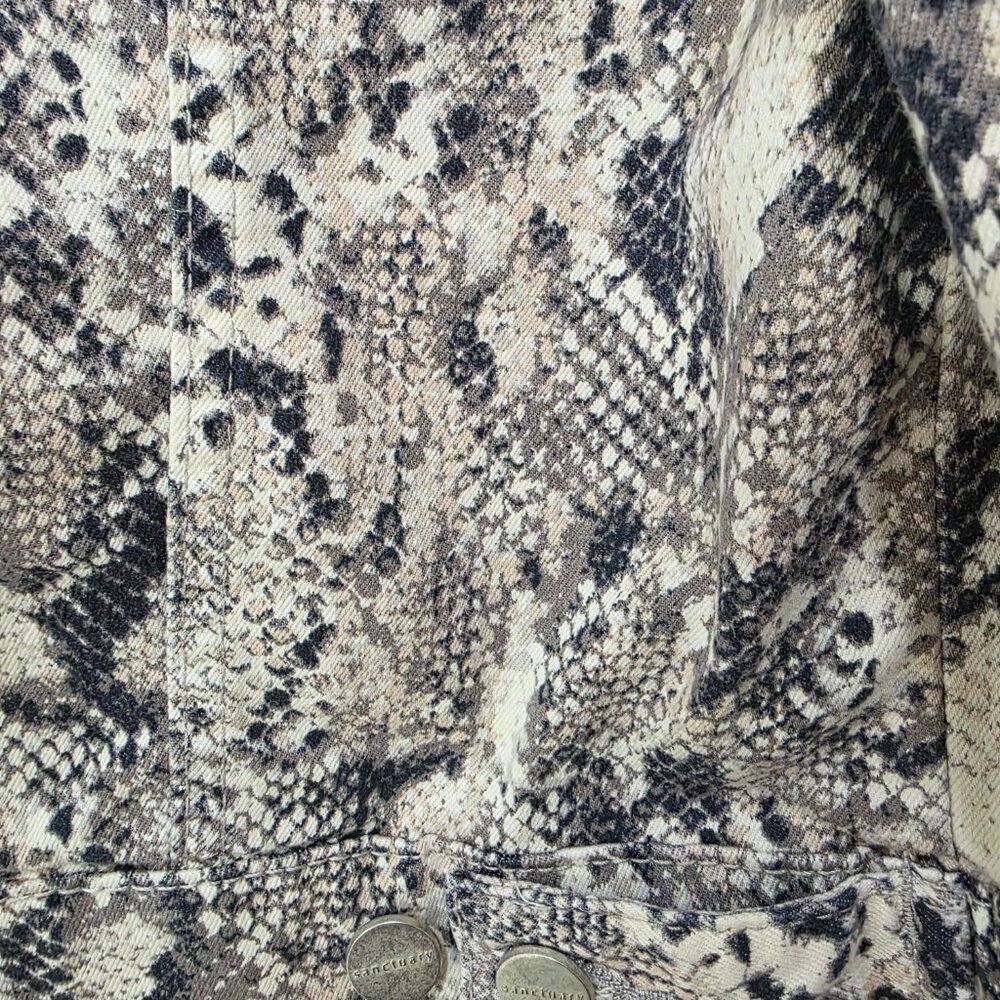 Sanctuary Women’s Snake Print Cropped Jacket – Size S – Animal Print Denim Style - Picture 8 of 12